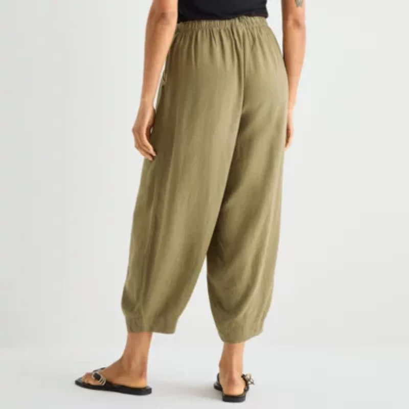 a.n.a Womens Linen Ankle Balloon Pant