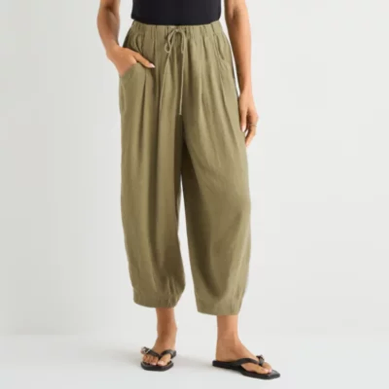 a.n.a Womens Linen Ankle Balloon Pant