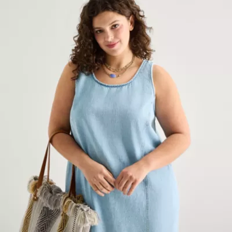 a.n.a Womens Plus Sleeveless A-Line Dress