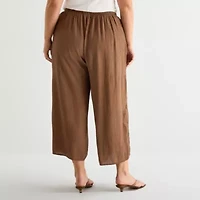 a.n.a Womens Plus Wide Leg Cropped Pant