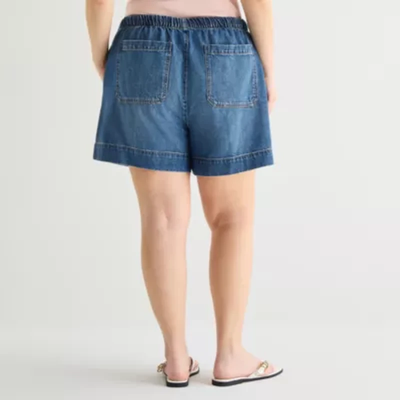 a.n.a Womens 4" Mid Rise Plus Denim Short