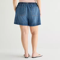 a.n.a Womens 4" Mid Rise Plus Denim Short