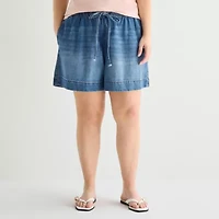 a.n.a Womens 4" Mid Rise Plus Denim Short