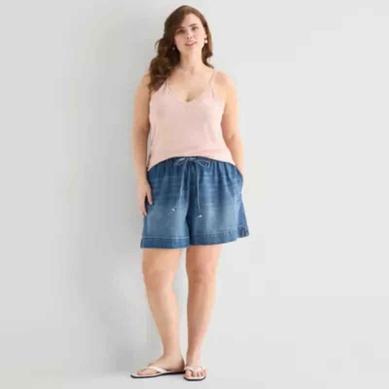 a.n.a Womens 4" Mid Rise Plus Denim Short