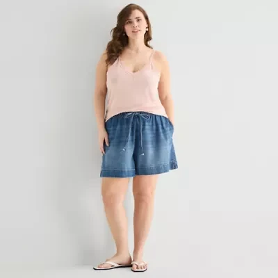 a.n.a Womens 4" Mid Rise Plus Denim Short