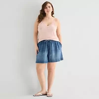 a.n.a Womens 4" Mid Rise Plus Denim Short