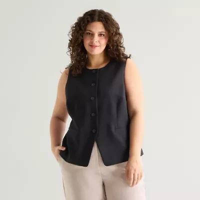 a.n.a Womens Plus Crew Neck Sleeveless Vest
