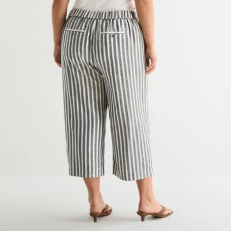 a.n.a Womens Plus Wide Leg High Rise Cropped Pant