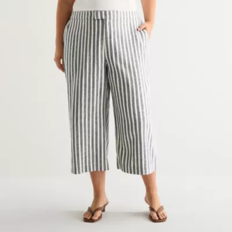 a.n.a Womens Plus Wide Leg High Rise Cropped Pant