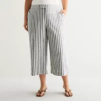 a.n.a Womens Plus Wide Leg High Rise Cropped Pant