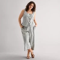 a.n.a Womens Plus Wide Leg High Rise Cropped Pant