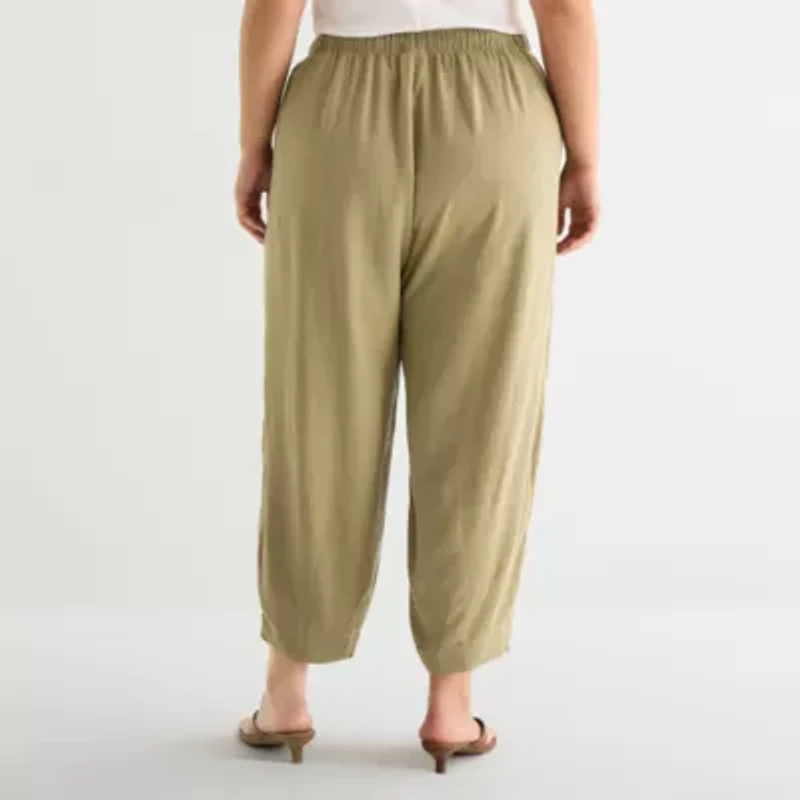 a.n.a Womens Plus Linen Ankle Balloon Pant
