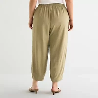 a.n.a Womens Plus Linen Ankle Balloon Pant