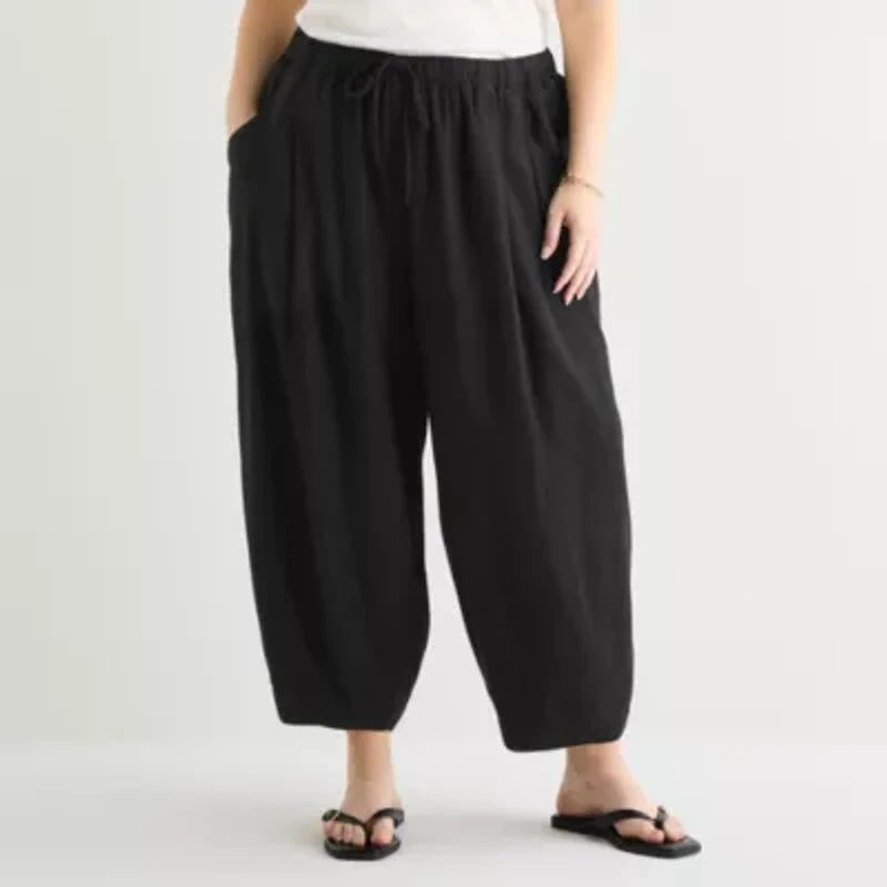 a.n.a Womens Plus Cinched Pull-On Pant