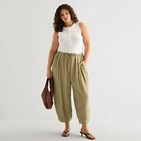 a.n.a Womens Plus Linen Ankle Balloon Pant