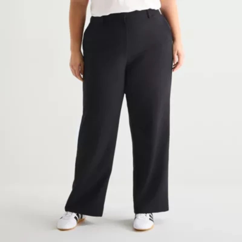 a.n.a Womens Plus Wide Leg High Rise Trouser