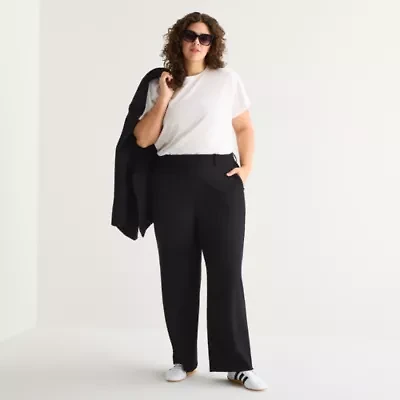 a.n.a Womens Plus Wide Leg High Rise Trouser