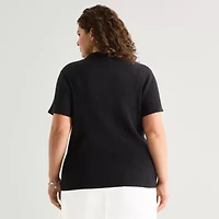 a.n.a Plus Womens Short Sleeve Polo Sweater
