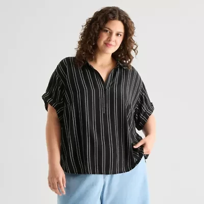 a.n.a Womens Plus Short Sleeve Blouse