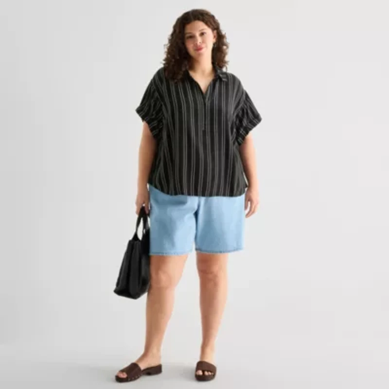 a.n.a Womens Plus Short Sleeve Blouse