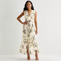 Melonie T Womens Sleeveless Floral Maxi Dress
