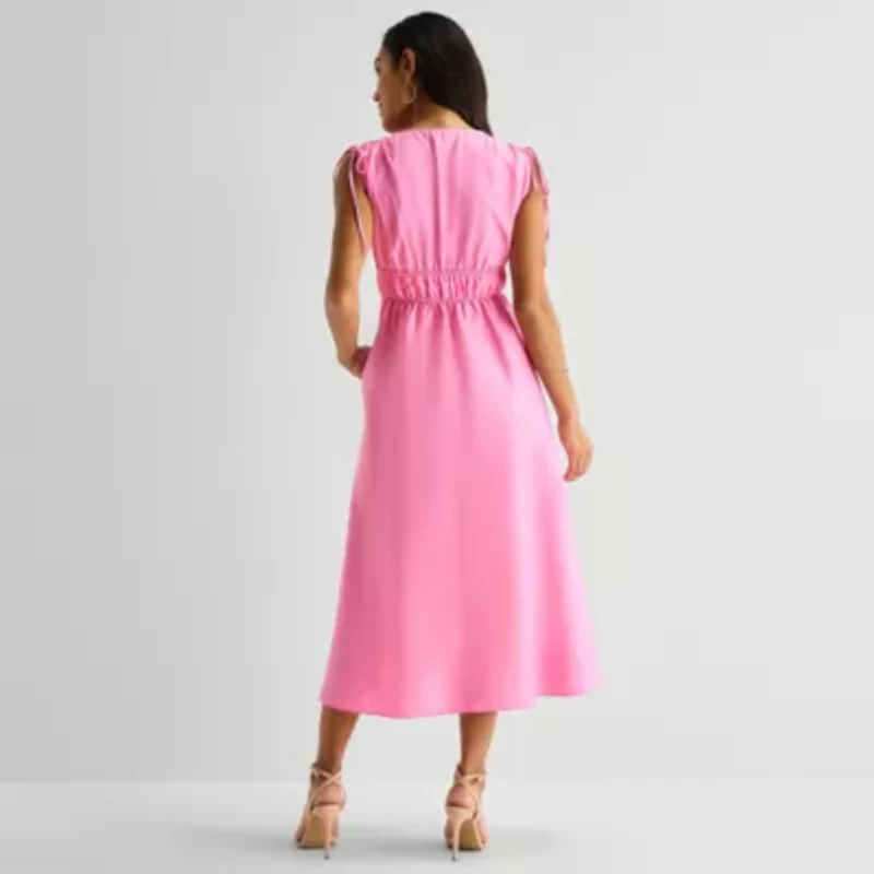 Melonie T Womens Sleeveless Midi Fit + Flare Dress