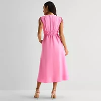 Melonie T Womens Sleeveless Midi Fit + Flare Dress