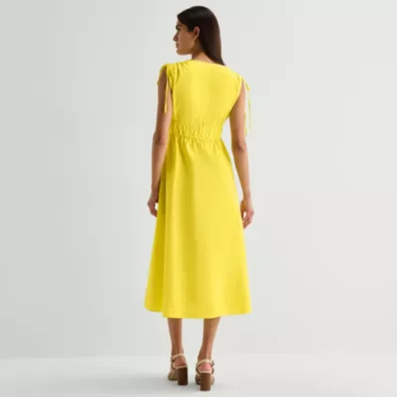 Melonie T Womens Sleeveless Midi Fit + Flare Dress