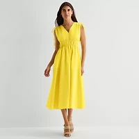 Melonie T Womens Sleeveless Midi Fit + Flare Dress