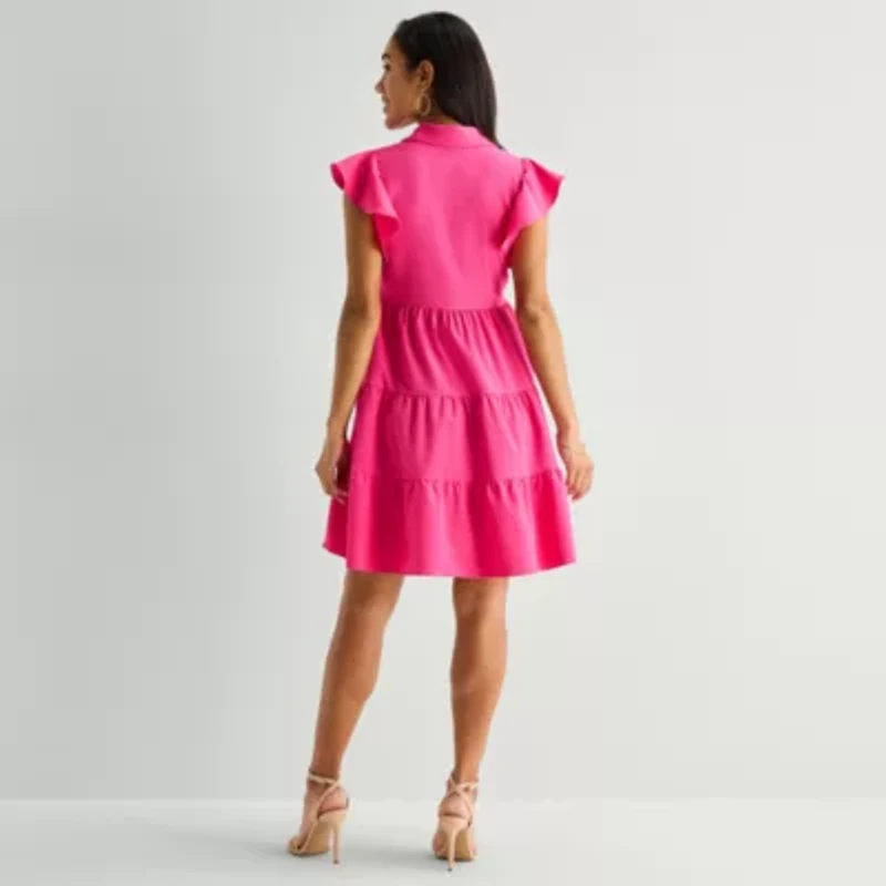 Danny & Nicole Womens Short Sleeve Shirt Dress