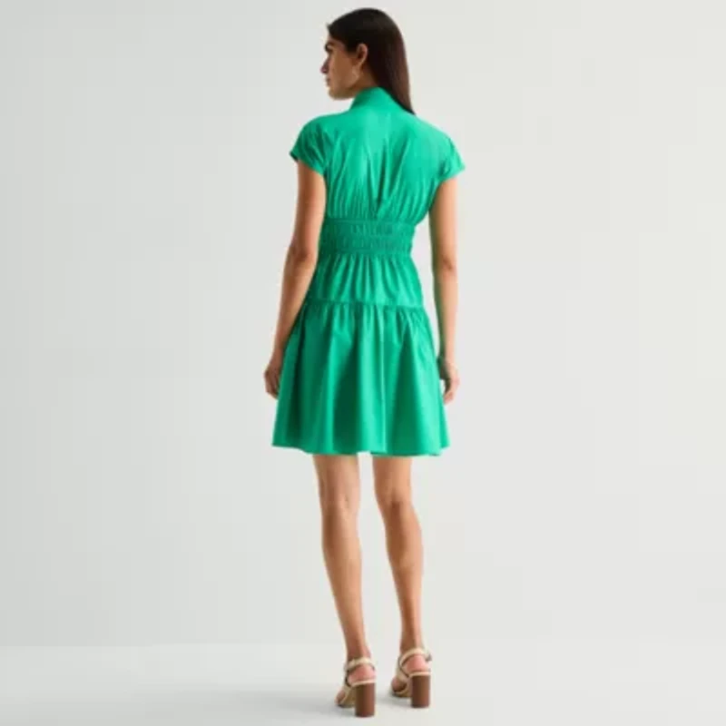 Danny & Nicole Womens Short Sleeve Fit + Flare Dress