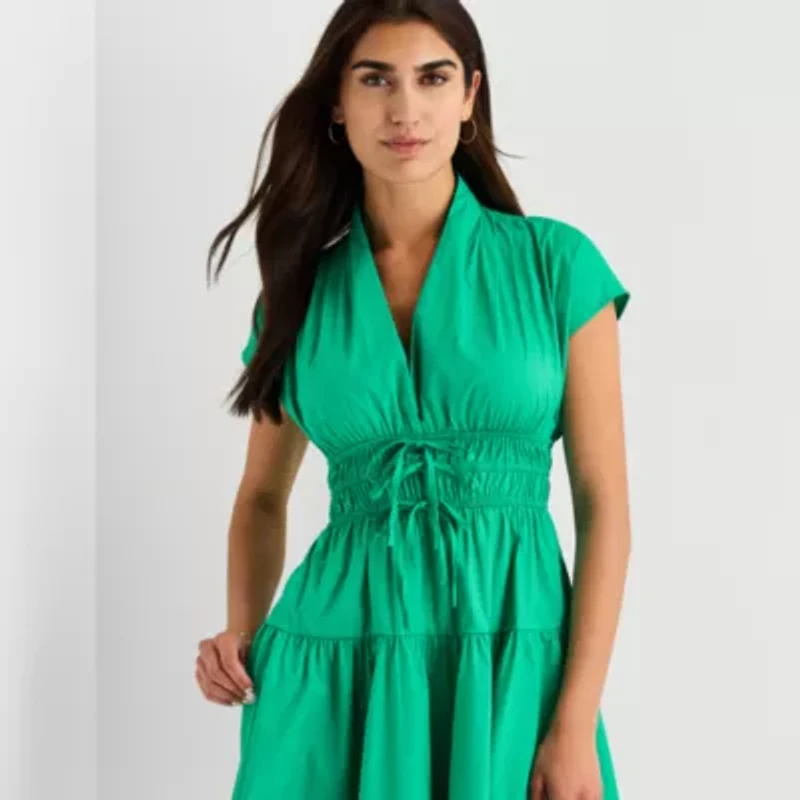 Danny & Nicole Womens Short Sleeve Fit + Flare Dress