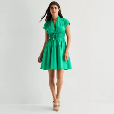 Danny & Nicole Womens Short Sleeve Fit + Flare Dress