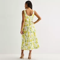Melonie T Womens Sleeveless Floral Midi Fit + Flare Dress