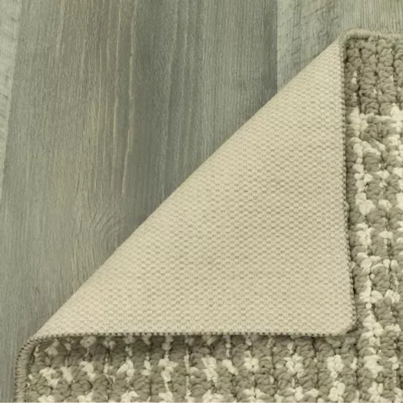 Maples Banded Grid Gray Indoor Rectangular Accent Rug