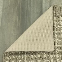 Maples Banded Grid Gray Indoor Rectangular Accent Rug