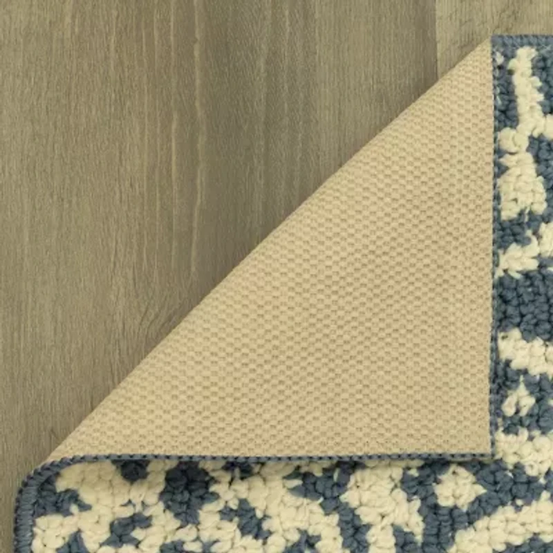 Maples Circle Medallion Blue Indoor Rectangular Accent Rug