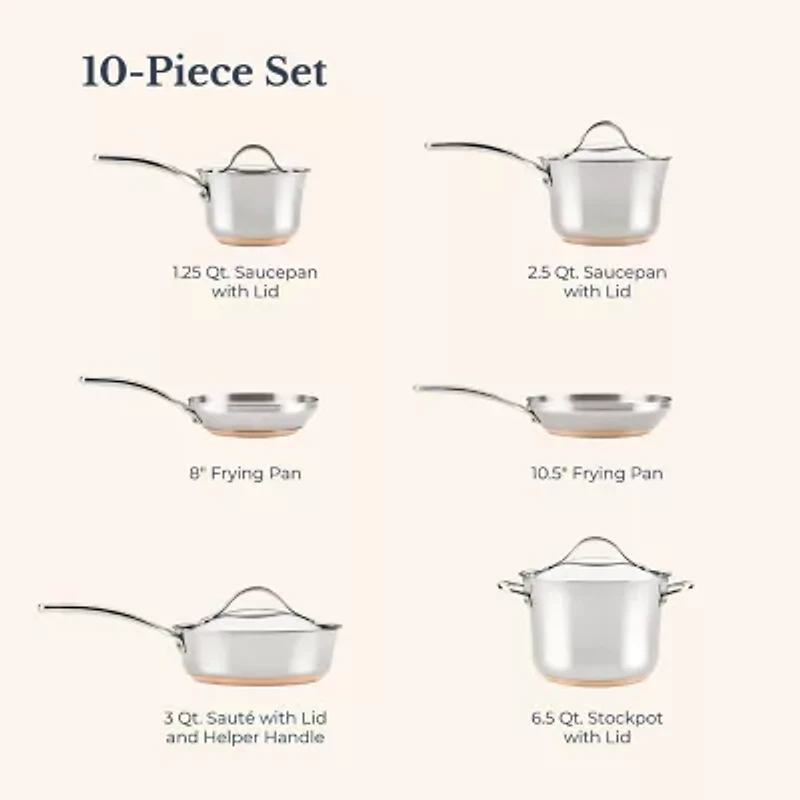 Anolon Nouvelle Stainless Steel 10-pc. Cookware Set