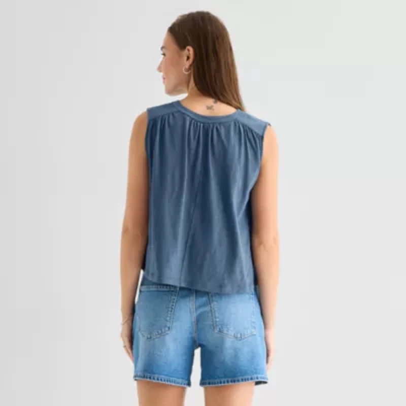 a.n.a Womens Split Tie Neck Sleeveless Tank Top