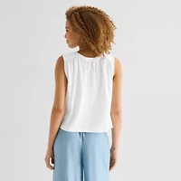 a.n.a Womens Split Tie Neck Sleeveless Tank Top
