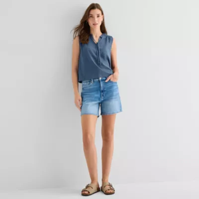 a.n.a Womens Split Tie Neck Sleeveless Tank Top