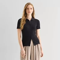 a.n.a Womens Short Sleeve Polo Sweater