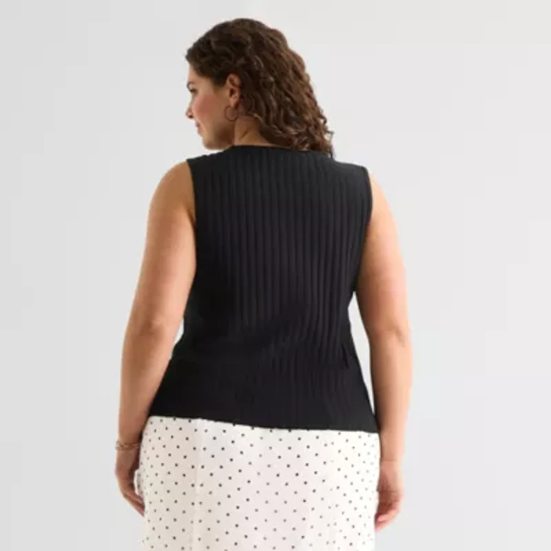 a.n.a Womens Plus Crew Neck Sleeveless Vest