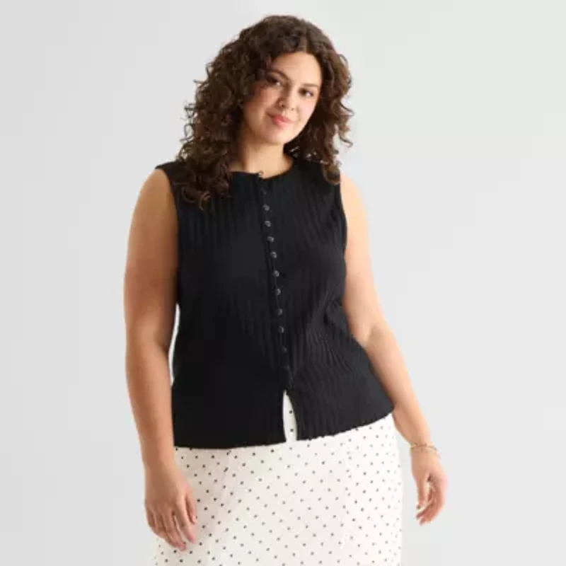 a.n.a Womens Plus Crew Neck Sleeveless Vest