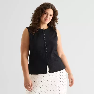 a.n.a Womens Plus Crew Neck Sleeveless Vest