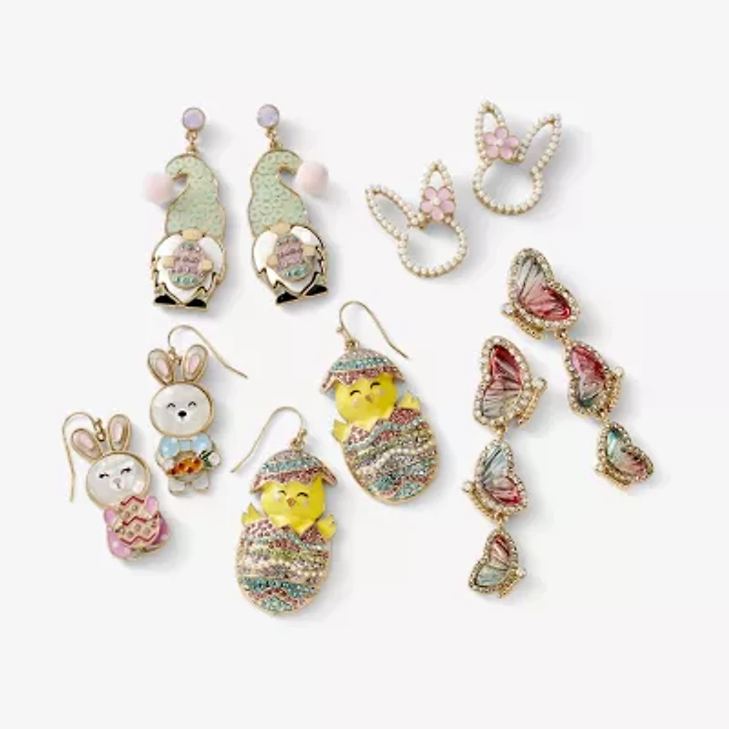 Mixit Easter Bunny 1 1/4 Inch Flower Stud Earrings