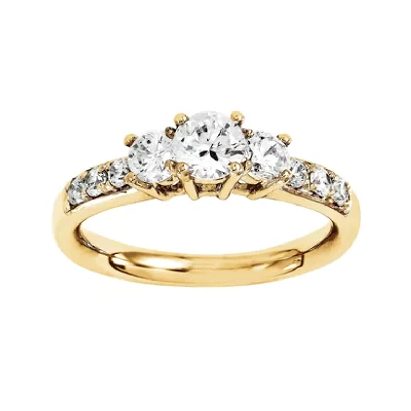 1/3 CT. T.W. Diamond 14K Yellow Gold  Prong Set 3-Stone Ring