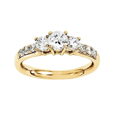 1/3 CT. T.W. Diamond 14K Yellow Gold Prong Set 3-Stone Ring
