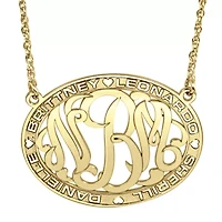 Personalized 14K Gold Over Sterling Silver Family Name and Monogram Necklace