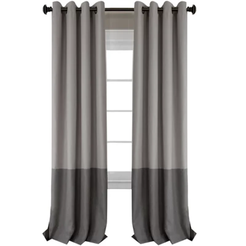 Elrene Home Fashions Braiden Color Block Grommet Top Blackout Single Curtain Panel